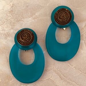 Vintage Clip-On Earrings in Teal and Copper Two in one